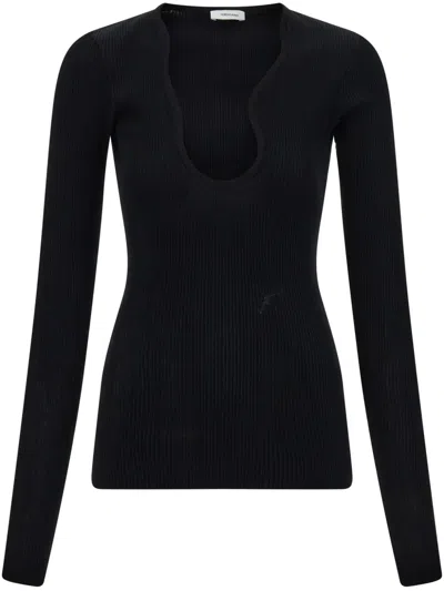 FERRAGAMO RIPPLED-NECKLINE SWEATER