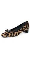 Ferragamo Rirri Bow-detailed Leather-trimmed Leopard-print Calf Hair Pumps In Black