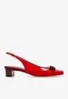 Ferragamo Rivada 30 Patent Leather Slingback Pumps In Red