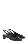 Ferragamo Bow Detail Slingback Pump In Black