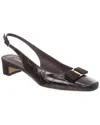 Ferragamo Rivada Croc-embossed Leather Slingback Pump In Brown
