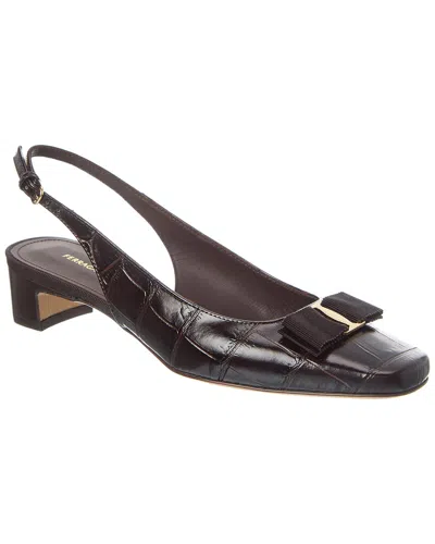FERRAGAMO FERRAGAMO RIVADA CROC-EMBOSSED LEATHER SLINGBACK PUMP