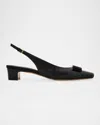 Ferragamo Bow Detail Slingback Pump In Nero