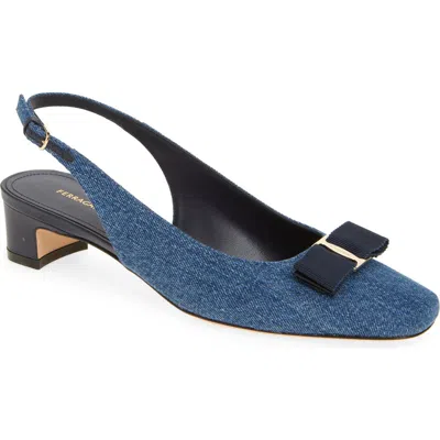 Ferragamo Rivada Slingback Pump In Blue