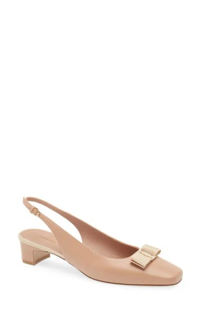 Ferragamo Rivada Slingback Pump In Beige