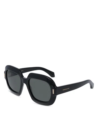 FERRAGAMO RIVERT OVERSIZED SQUARE SUNGLASSES, 54MM