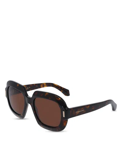 FERRAGAMO RIVERT OVERSIZED SQUARE SUNGLASSES, 54MM