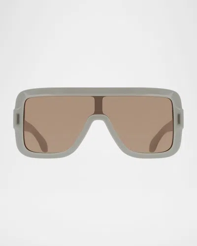 Ferragamo Rivet Acetate Shield Sunglasses In Neutral