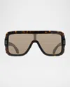 Ferragamo Rivet Acetate Shield Sunglasses In Multi