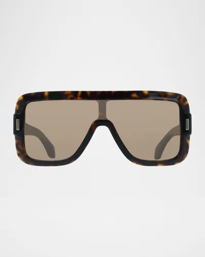 Ferragamo Rivet Acetate Shield Sunglasses In Multi