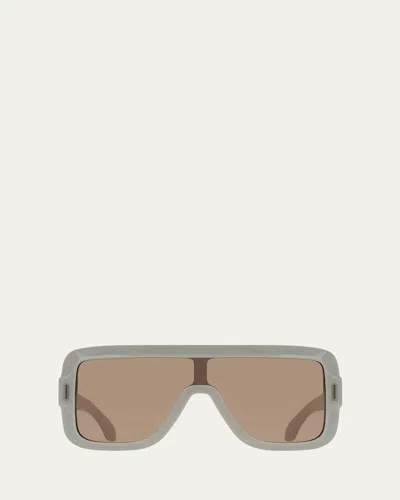 Ferragamo Rivet Acetate Shield Sunglasses In Sand