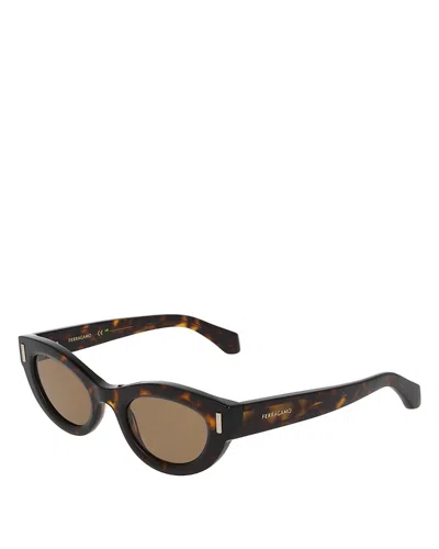 Ferragamo Rivet Cat Eye Sunglasses, 49mm In Brown