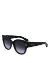 Ferragamo Rivets Acetate Cat-eye Sunglasses In Black/black Gradient