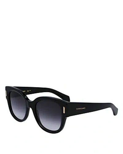 Ferragamo Rivet Rounded Cat Eye Sunglasses, 51mm In Black