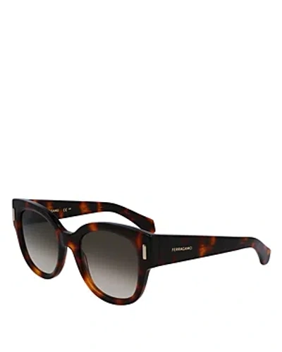 Ferragamo Rivet Rounded Cat Eye Sunglasses, 51mm In Brown