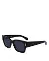 Ferragamo Rivet Square Sunglasses, 52mm In Black/blue Solid