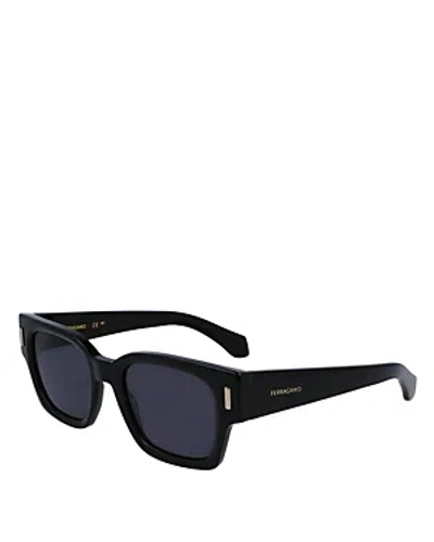 Ferragamo Rivet Square Sunglasses, 52mm In Black