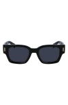 Ferragamo Rivets 52mm Square Sunglasses In Black