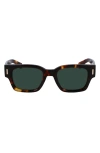Ferragamo Men's Rivets Acetate Rectangle Sunglasses, 52mm In Dark Tortoise