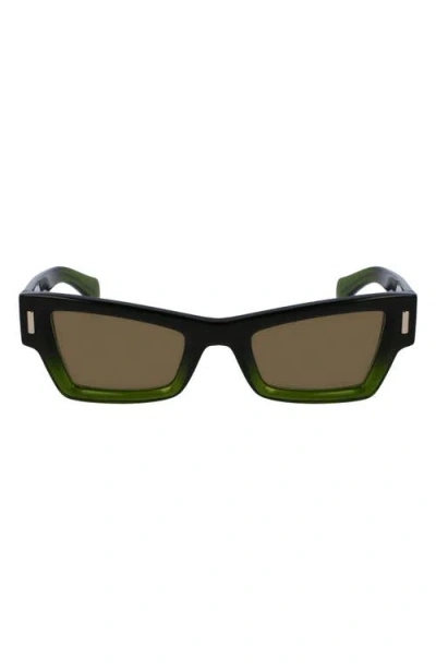 Ferragamo Rivets Acetate Cat-eye Sunglasses In Transparent Dark Green