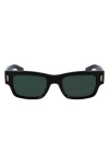 Ferragamo Rivets 53mm Rectangular Sunglasses In Black