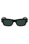 Ferragamo Rivets 53mm Rectangular Sunglasses In Black