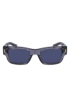 Ferragamo Rivets 53mm Rectangular Sunglasses In Transparent Grey