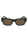 Ferragamo Rivets 53mm Rectangular Sunglasses In Transparent Khaki