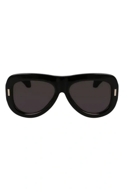 Ferragamo Rivets 57mm Aviator Sunglasses In Nero