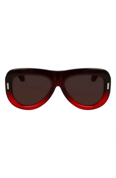 Ferragamo Rivets 57mm Aviator Sunglasses In Rosso