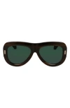 Ferragamo Rivets 57mm Aviator Sunglasses In Striped Brown Green