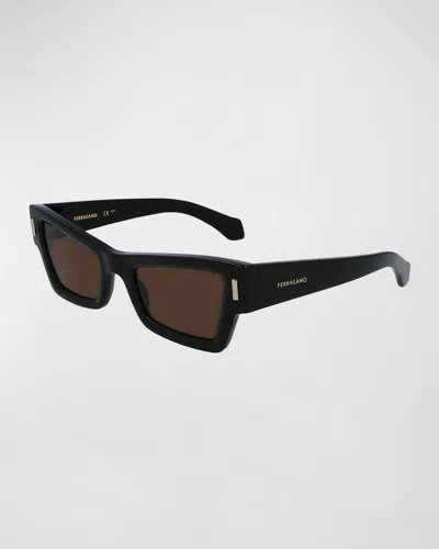 Ferragamo Rivets Acetate Cat-eye Sunglasses In Black