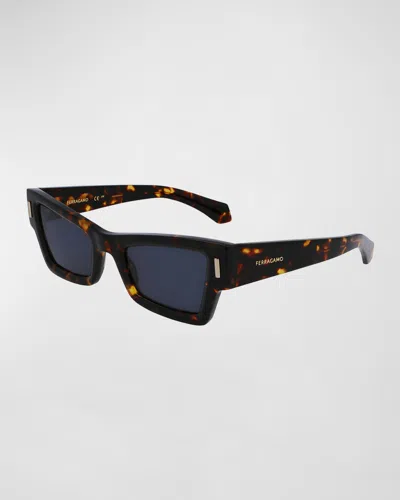 Ferragamo Rivets Acetate Cat-eye Sunglasses In Dark Tortoise