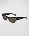 Ferragamo Rivets Acetate Cat-eye Sunglasses In Transparent Dark Green