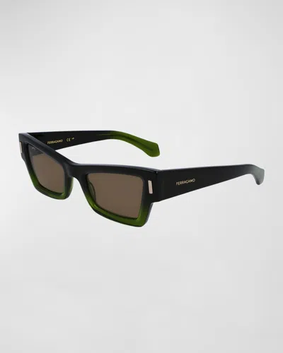 Ferragamo Rivets Acetate Cat-eye Sunglasses In Black