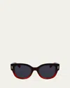 Ferragamo Rivets Acetate Cat-eye Sunglasses In Gradient Transparent Dark Red