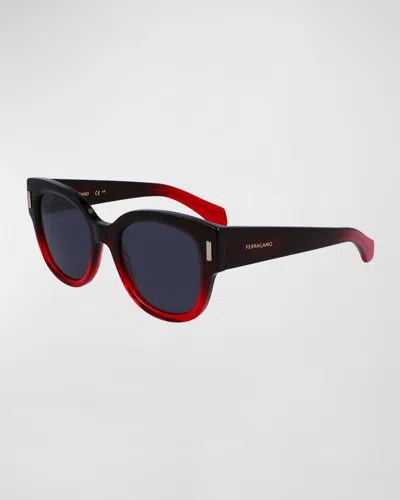 Ferragamo Rivets Acetate Cat-eye Sunglasses In Blue