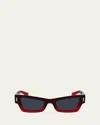 Ferragamo Rivets Acetate Cat-eye Sunglasses In Gradient Transparent Dark Red