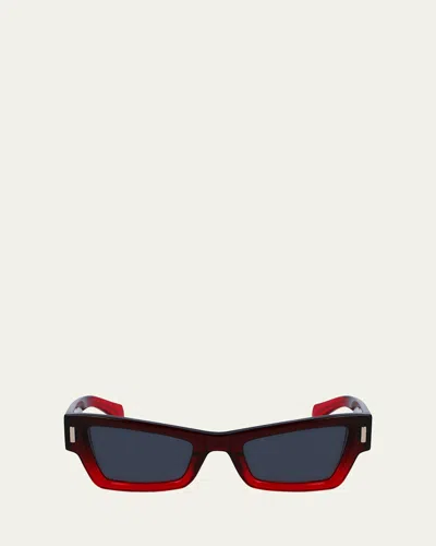 Ferragamo Rivets Acetate Cat-eye Sunglasses In Gradient Transparent Dark Red