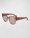 Ferragamo Rivets Acetate Cat-eye Sunglasses In Transparent Nude