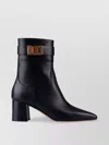 Ferragamo Gancini Leather Ankle Boots In Black
