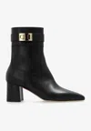 Ferragamo Rol 60 Leather Ankle Boots In Black