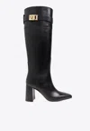 Ferragamo Rol 85 Leather Knee-high Boots In Black