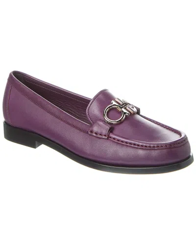 Ferragamo Rolo Gancini Leather Loafer In Brown
