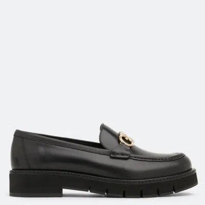Ferragamo Rolo Chunky Leather Loafers In Black