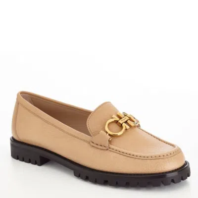Ferragamo Rolo Gancini Ornament Mocassins In Brown