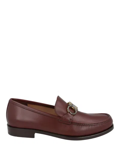 Ferragamo Rolo Leather Loafers In Purple