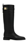 Ferragamo Tall Square-toe Boots Gold Hardware