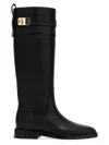 Ferragamo Textured Leather Roly Under The Knee Boots
