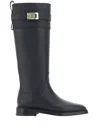 Ferragamo Stivale Ryder Leather Boots In Black